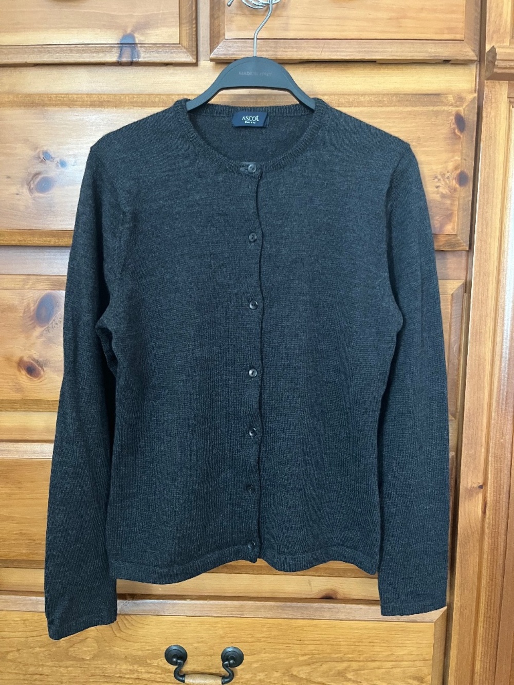 Ascot Tokyo Style 100% Wool Cardigan Sweater Womens Sz M/S Grey